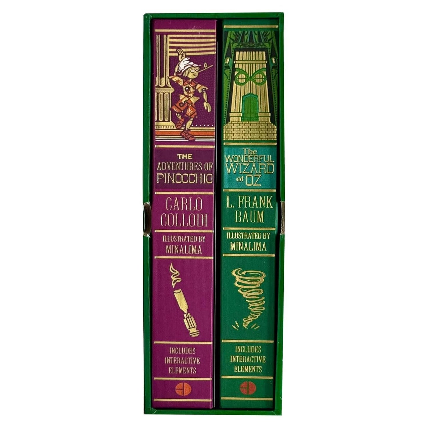 The Wonderful Wizard of Oz & The Adventures of Pinocchio (MinaLima Edition) by L. Frank Baum & Carlo Collodi 2 Books Box Set - Fiction - Hardback (Illustrated with Interactive Elements)