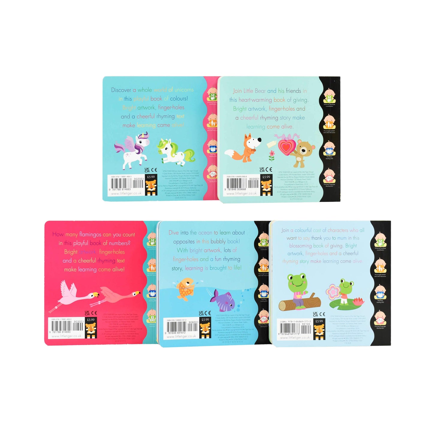 My Little World 5 Board Books (Big Fish,Flamingo,Love Mummy,Kiss,Unicorn) by Little Tiger - Ages 0-5 - Boardbook 0-5 Little Tiger