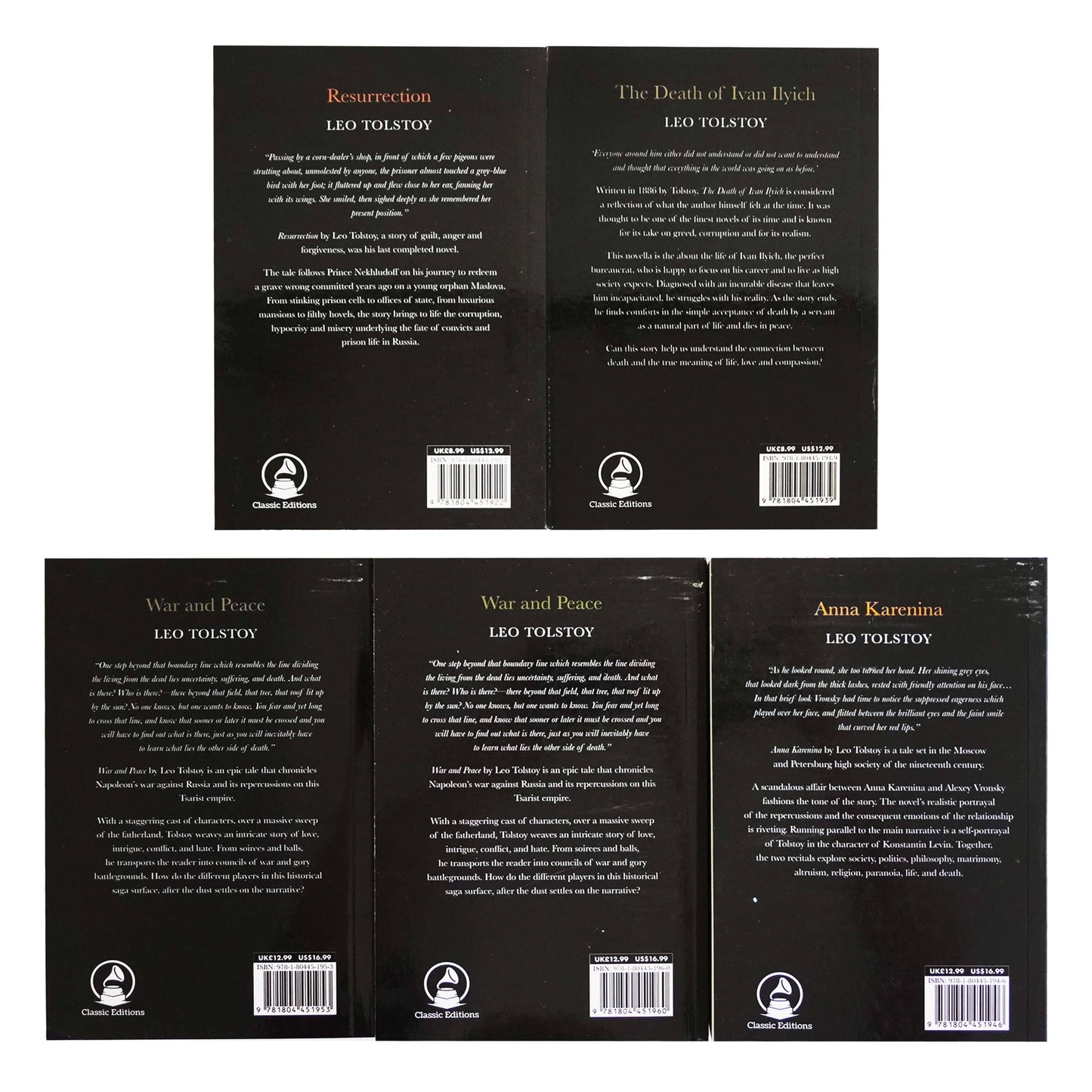 Leo Tolstoy Classic Novels 5 Books Collection Box Set - Fiction - Paperback Fiction Classic Editions