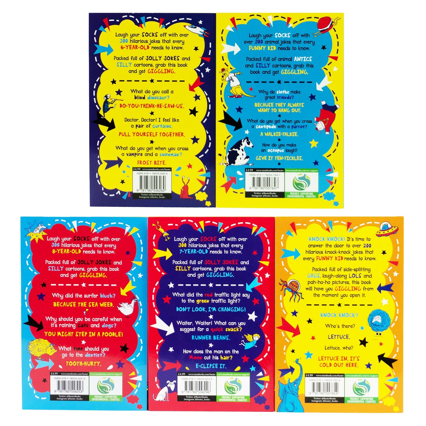 Buster Laugh-a-lot Books Series Collection 5 Joke Books Set - Ages 7-9 - Paperback 7-9 Buster Books