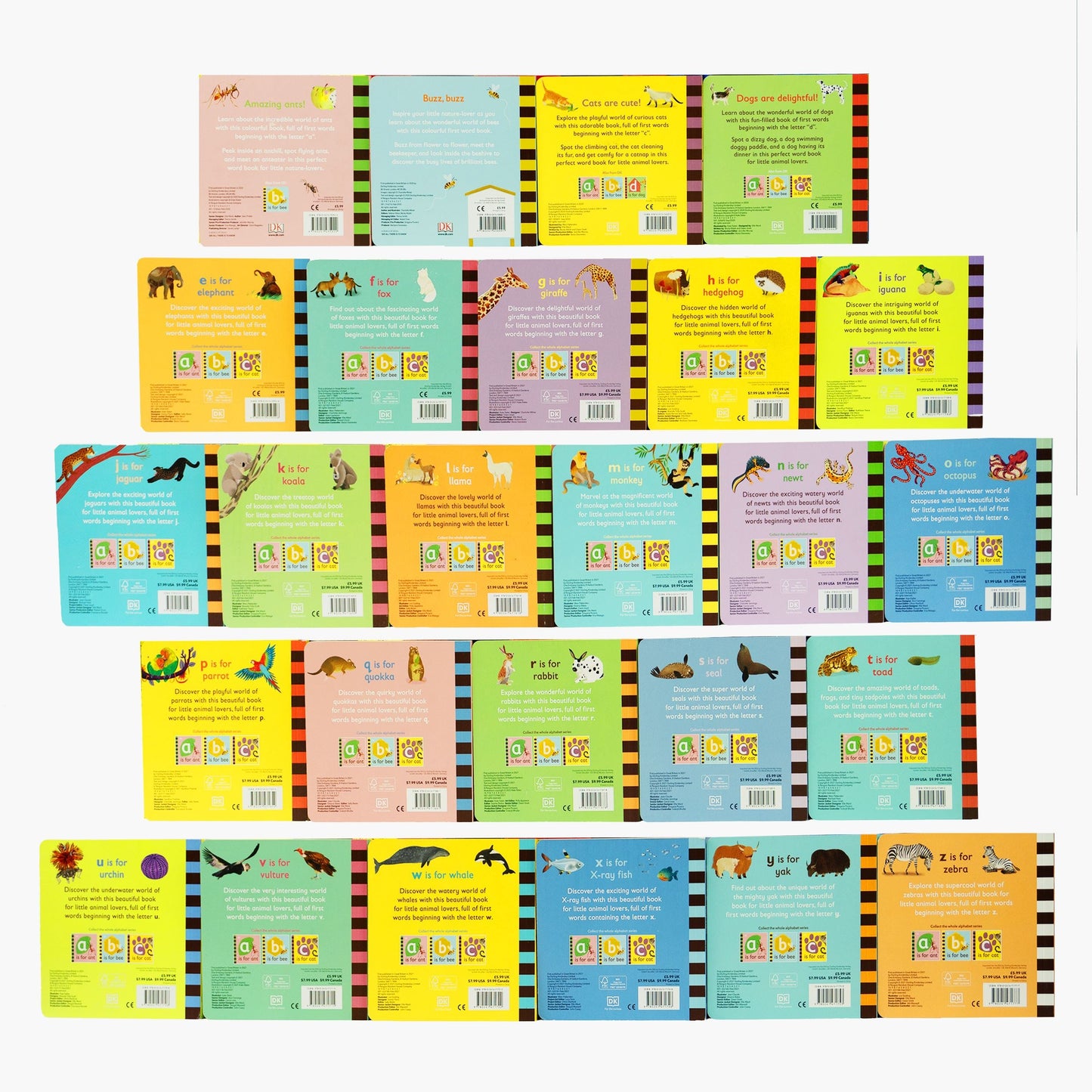 The Animal Alphabet Library Collection By DK: 26 Books Set (A To Z) - Ages 3+ - Board Book 0-5 DK Children