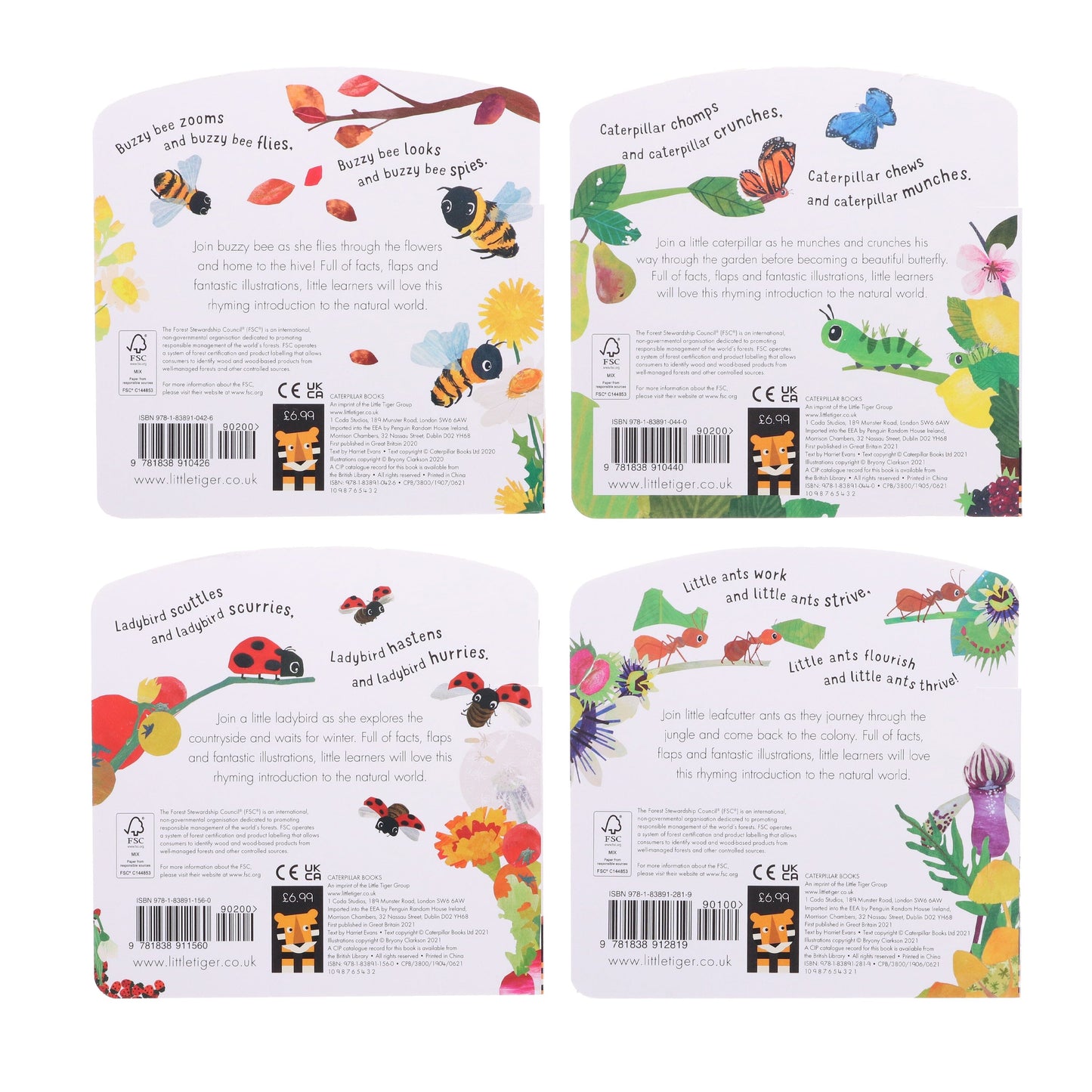 First Nature 4 Books Childrens Collection Set (ANT, BEE, CATERPILLAR & LADYBIRD) By Harriet Evans - Ages 0-5 - Board Book 0-5 Little Tiger Press Group