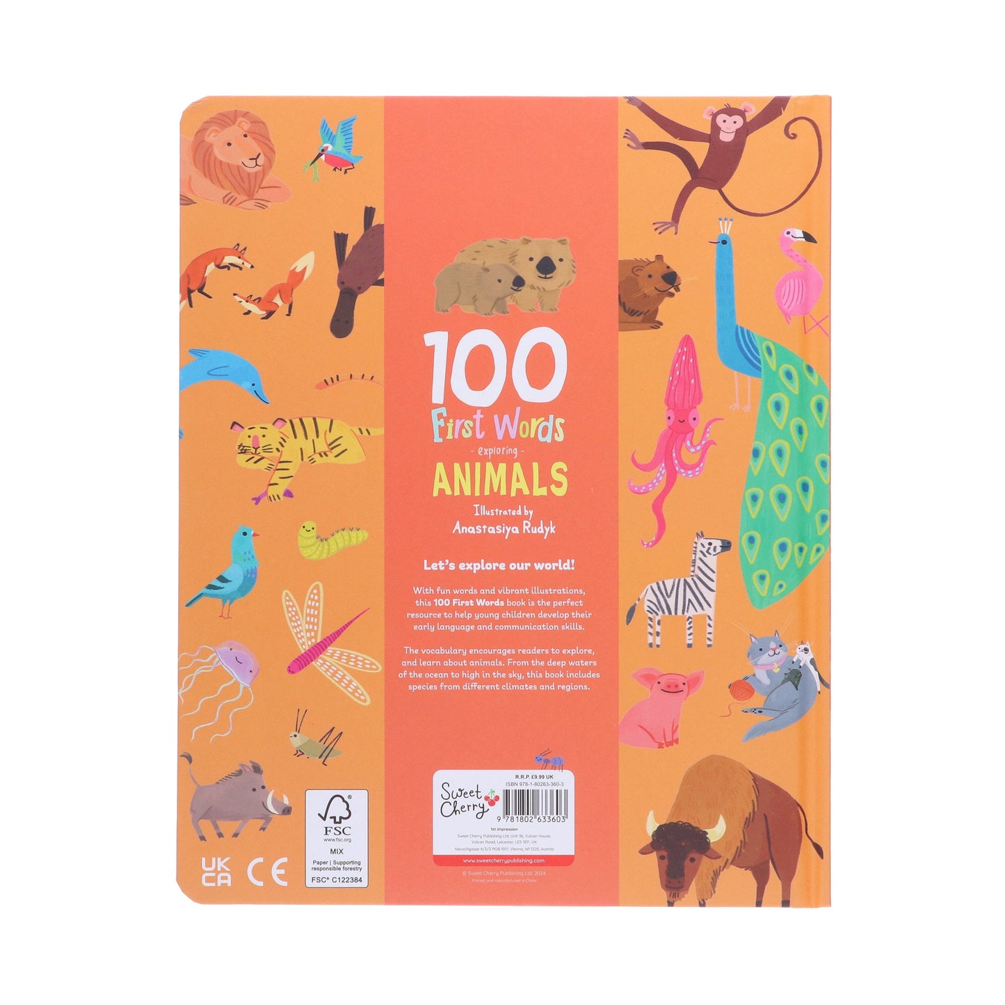 100 First Words Exploring Animals By Sweet Cherry Publishing - Ages 3-5 - Board Book 0-5 Sweet Cherry Publishing