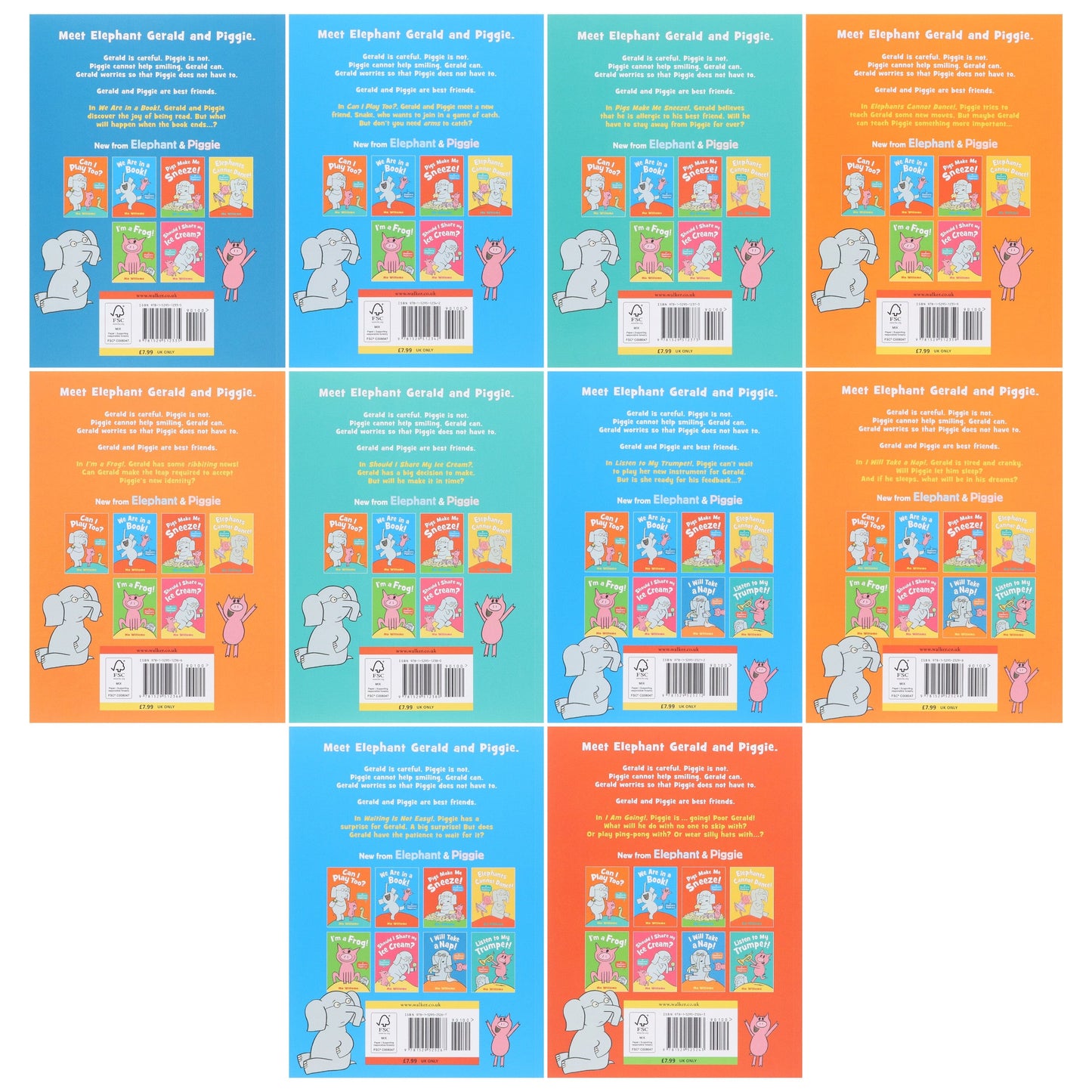 Elephant & Piggie, Best Friends For Ever! Series by Mo Willems: 10 Picture Books Collection Box Set - Ages 4-8 - Paperback 5-7 Walker Books