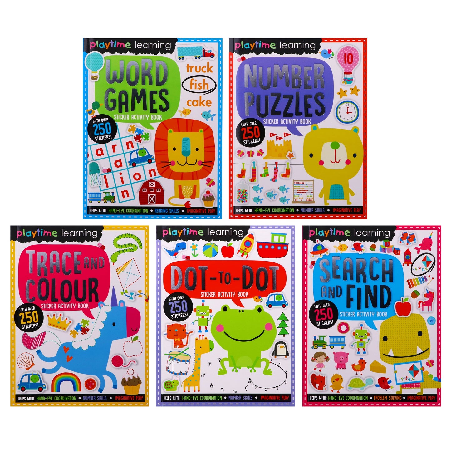 Playtime Learning Numbers Words Colours Sticker Activity 5 Books - Age 4+ - Paperback B2D DEALS Make Believe Ideas