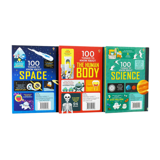 Usborne 100 Things to Know About Space, Science and Human Body 3 Books - Age 5-7 - Hardback by Alex Frith , Jerome Martin & Alice James 5-7 Usborne Publishing