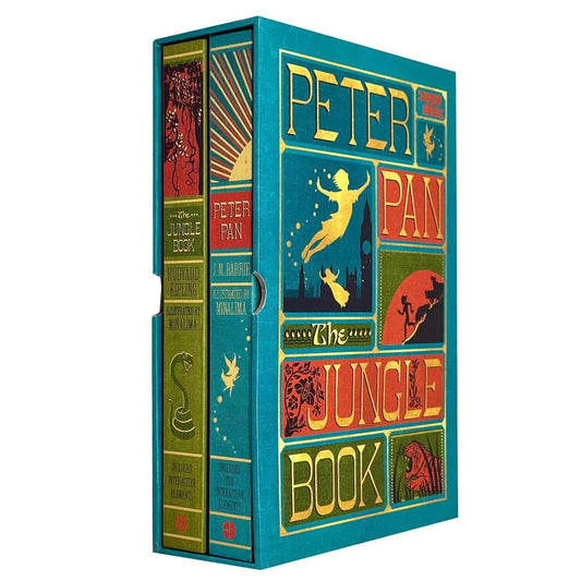 The Jungle Book & Peter Pan by Rudyard Kipling & J. M Barrie (Minalima Edition) 2 Books Collection Box Set - Ages 8+ - Hardback