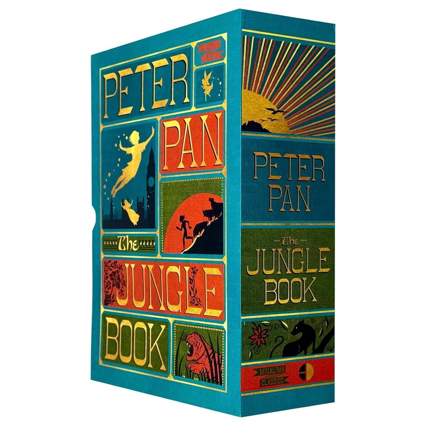The Jungle Book & Peter Pan by Rudyard Kipling & J. M Barrie (Minalima Edition) 2 Books Collection Box Set - Ages 8+ - Hardback