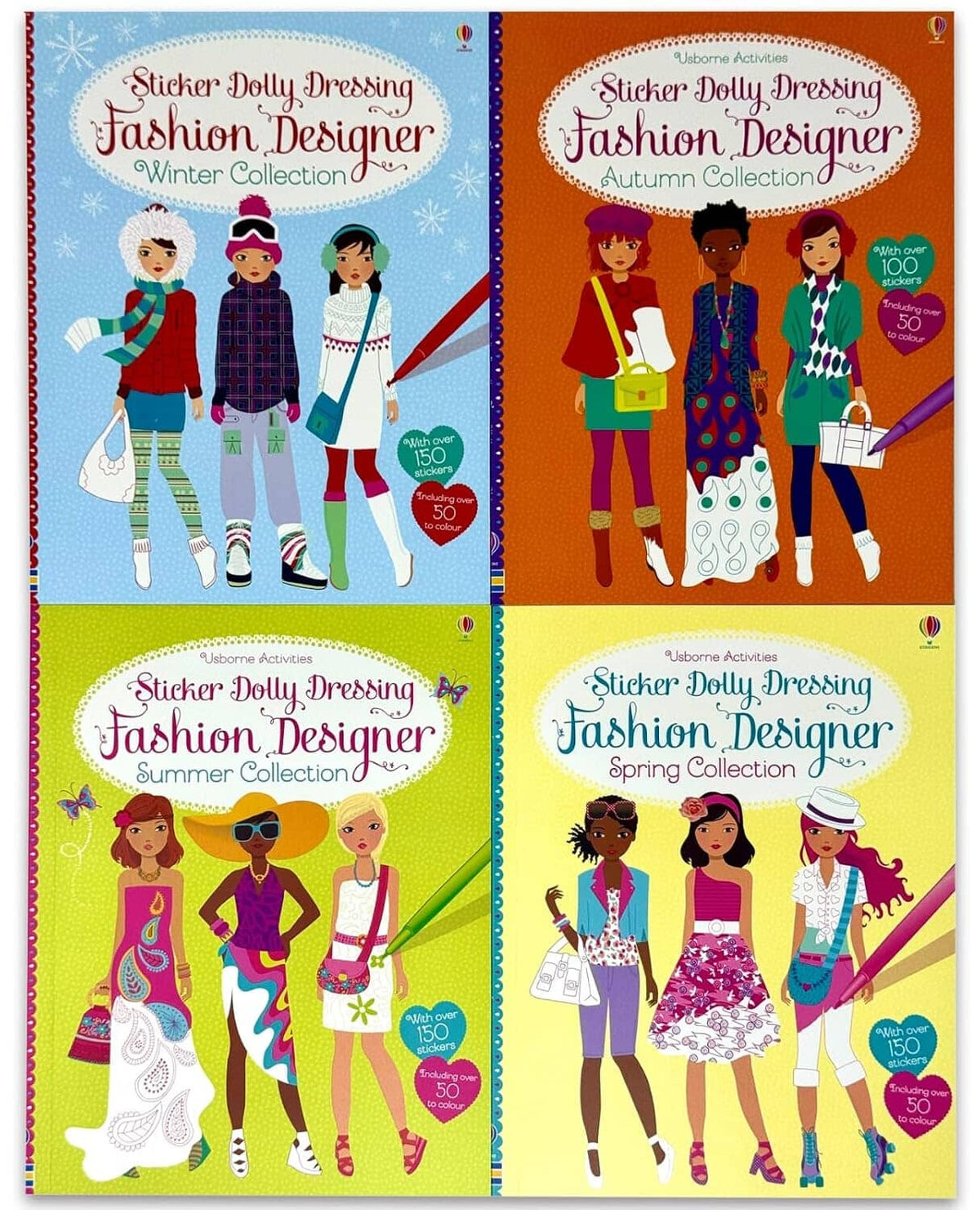 Usborne: Sticker Dolly Dressing Fashion Designer Activity Pack By Fiona Watt 4 Books Collection Box Set - Ages 7+ - Paperback