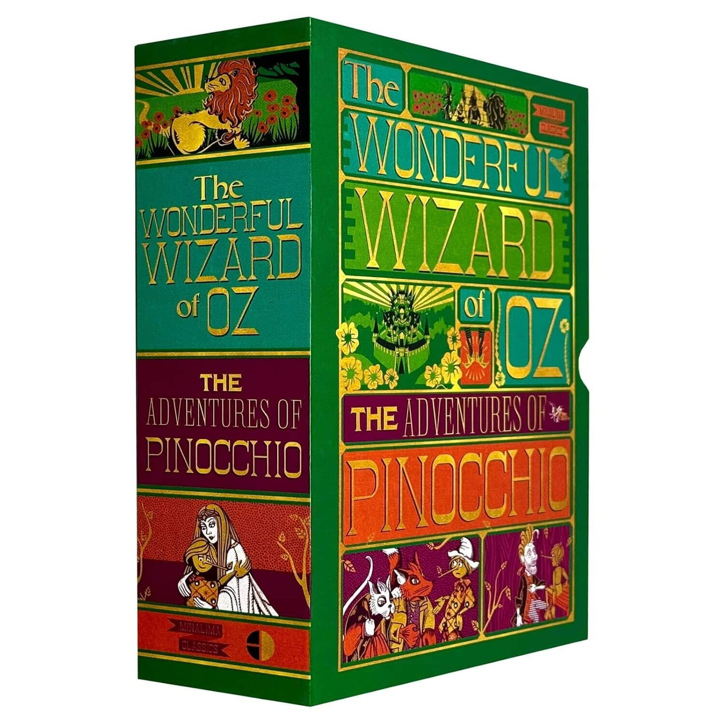 The Wonderful Wizard of Oz & The Adventures of Pinocchio (MinaLima Edition) by L. Frank Baum & Carlo Collodi 2 Books Box Set - Fiction - Hardback (Illustrated with Interactive Elements)