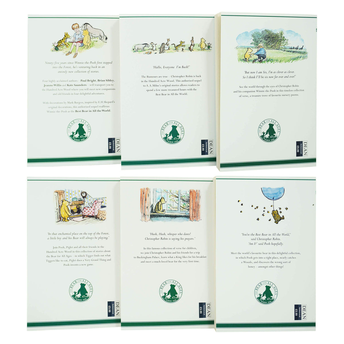 小熊維尼全集 6 冊，AA Milne 著 - 適合 7-9 歲兒童 - 平裝