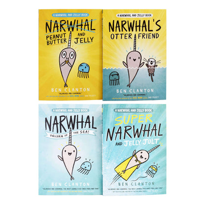 Narwhal and Jelly 4 Book Set Collection by Ben Clanton - Ages 5-7 - Paperback 5-7 Egmont