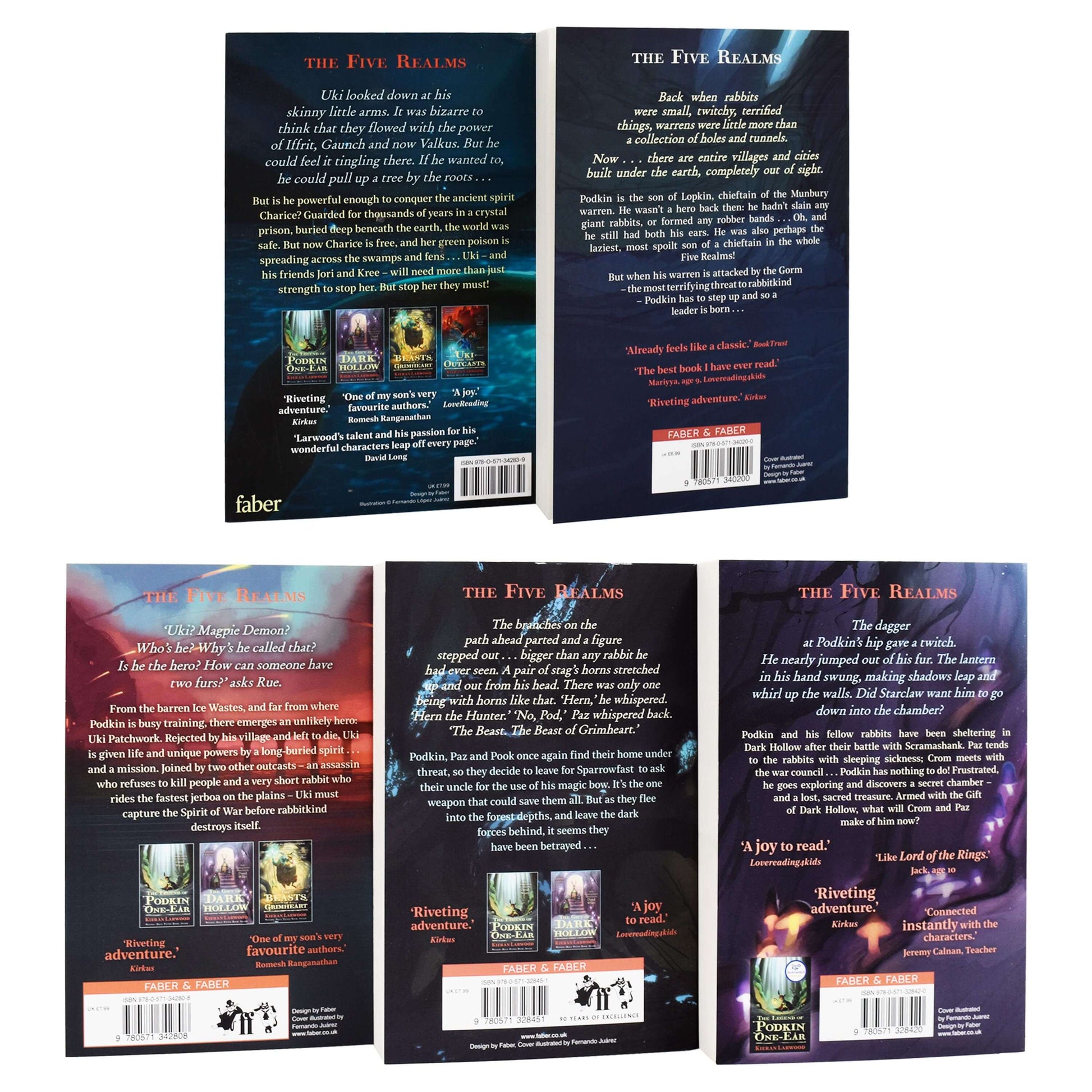 Five Realms Series 5 Books By Kieran Larwood - Ages 9-14 - Paperback 9-14 Faber & Faber