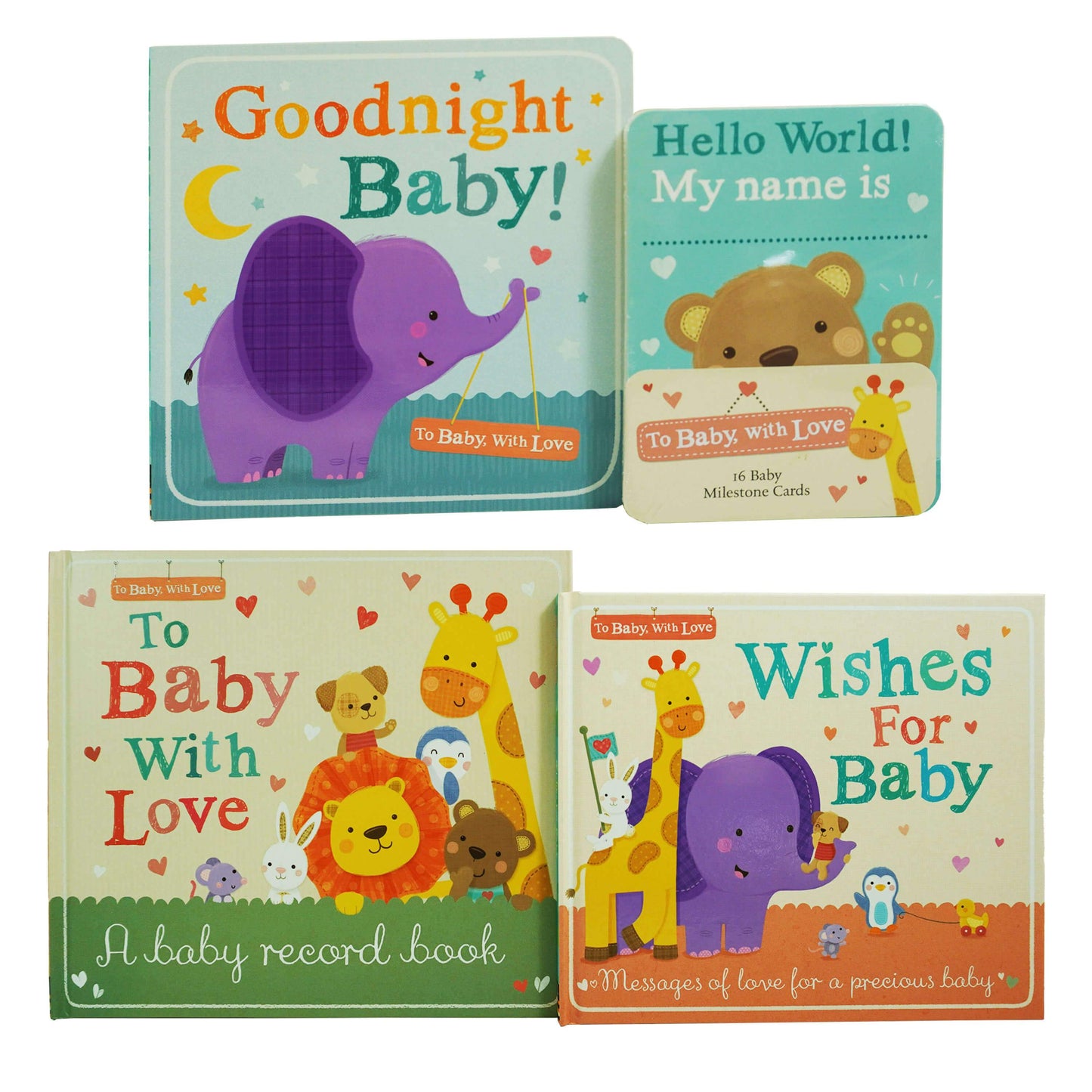 To Baby With Love Baby Gift Set 4 Books Set With 16 Milestone Cards - Ages 0-5 - Board Book/Hardback 0-5 Little Tiger