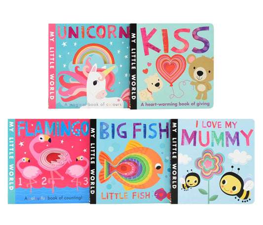 My Little World 5 Board Books (Big Fish,Flamingo,Love Mummy,Kiss,Unicorn) by Little Tiger - Ages 0-5 - Board Book B2D DEALS Little Tiger Press Group