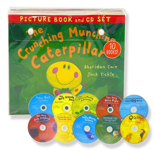 The Crunching Munching Caterpillar 10 Picture Books with CD by Sheridan Cain - Ages 0-5 - Paperback 0-5 Little Tiger