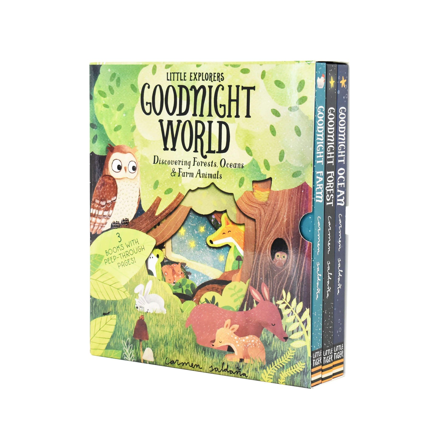 Little Explorers Goodnight World 3 Books Box Carmen Saldana - Ages 0-5 - Boardbooks 0-5 Little Tiger