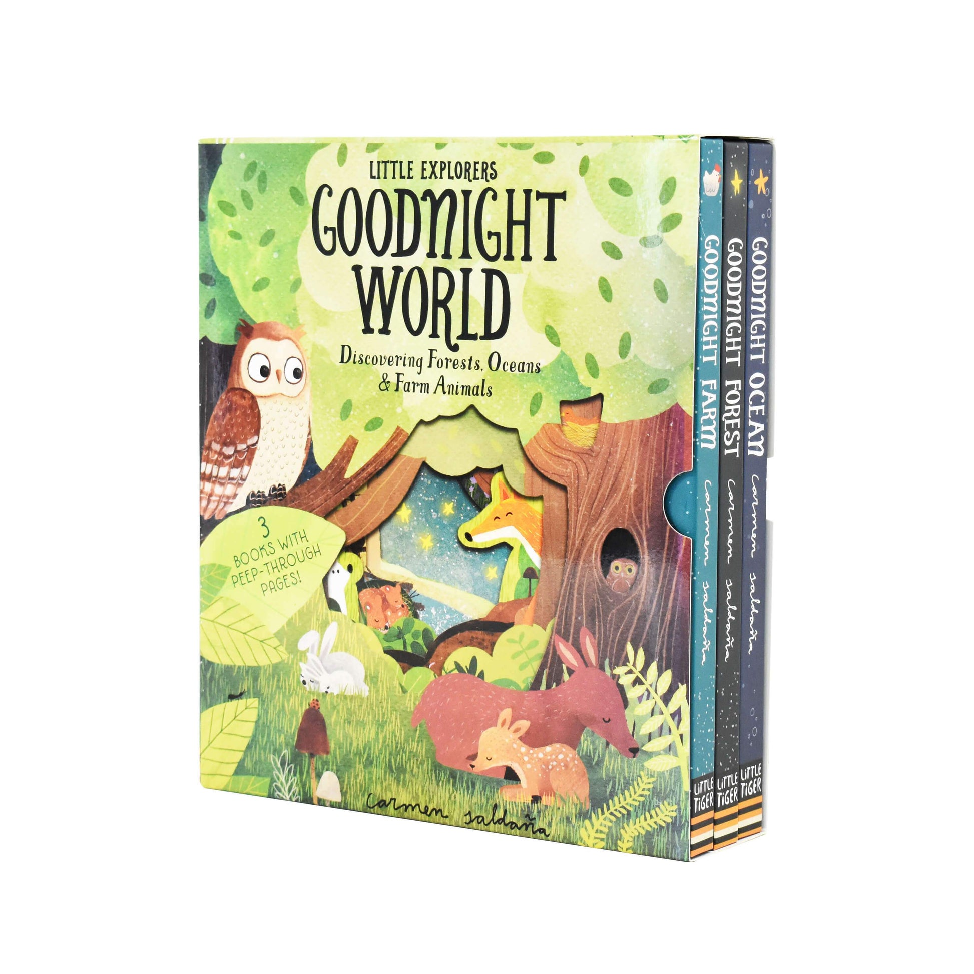 Little Explorers Goodnight World 3 Books Box Carmen Saldana - Ages 0-5 - Boardbooks 0-5 Little Tiger