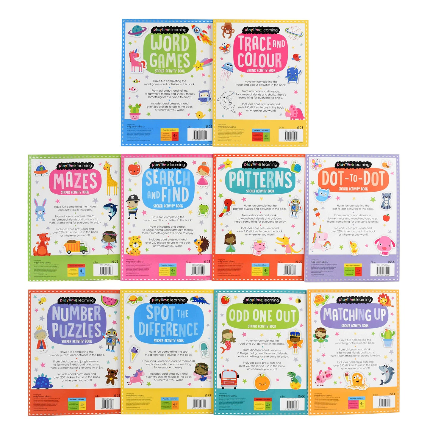 Playtime Learning Sticker Activity 10 Books by Make Believe Ideas – Ages 0-5 - Paperback 0-5 Make Believe Ideas