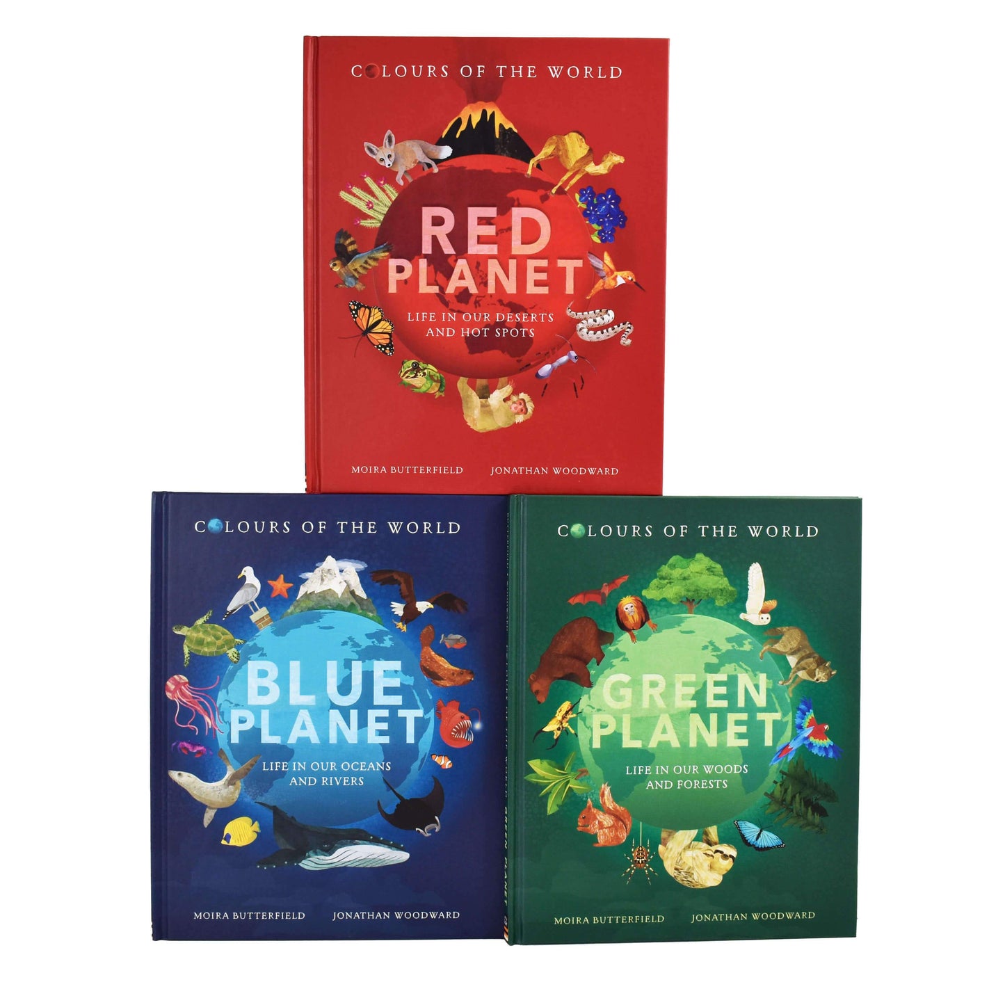 Colours of the World 3 Books Set (Blue Planet, Red Planet & Green Planet) By Moira Butterfiels, Jonathan Woodward - Ages 0-5 - Hardback 0-5 Little Tiger