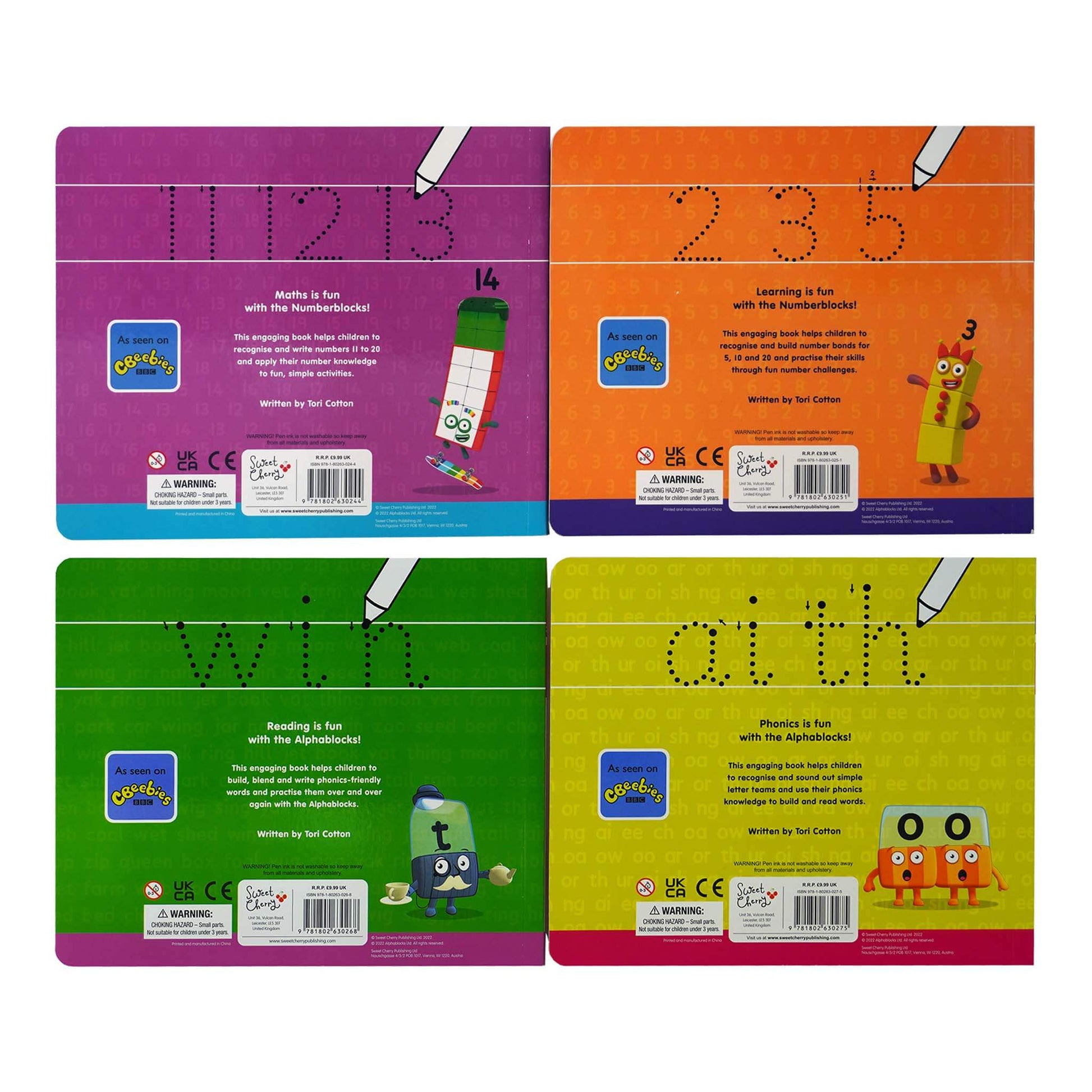 Numberblocks and Alphablocks: Let's Learn Numbers and Letters 4 Books Wipe-Clean Box Set with pens By Sweet Cherry Publishing - Ages 3-6 - Board Book 0-5 Sweet Cherry Publishing