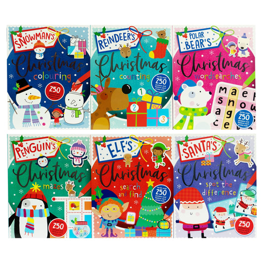 Children's Christmas Activity 6 Books Collection With over 250 Stickers and festive card press-outs - Ages 4+ - Paperback