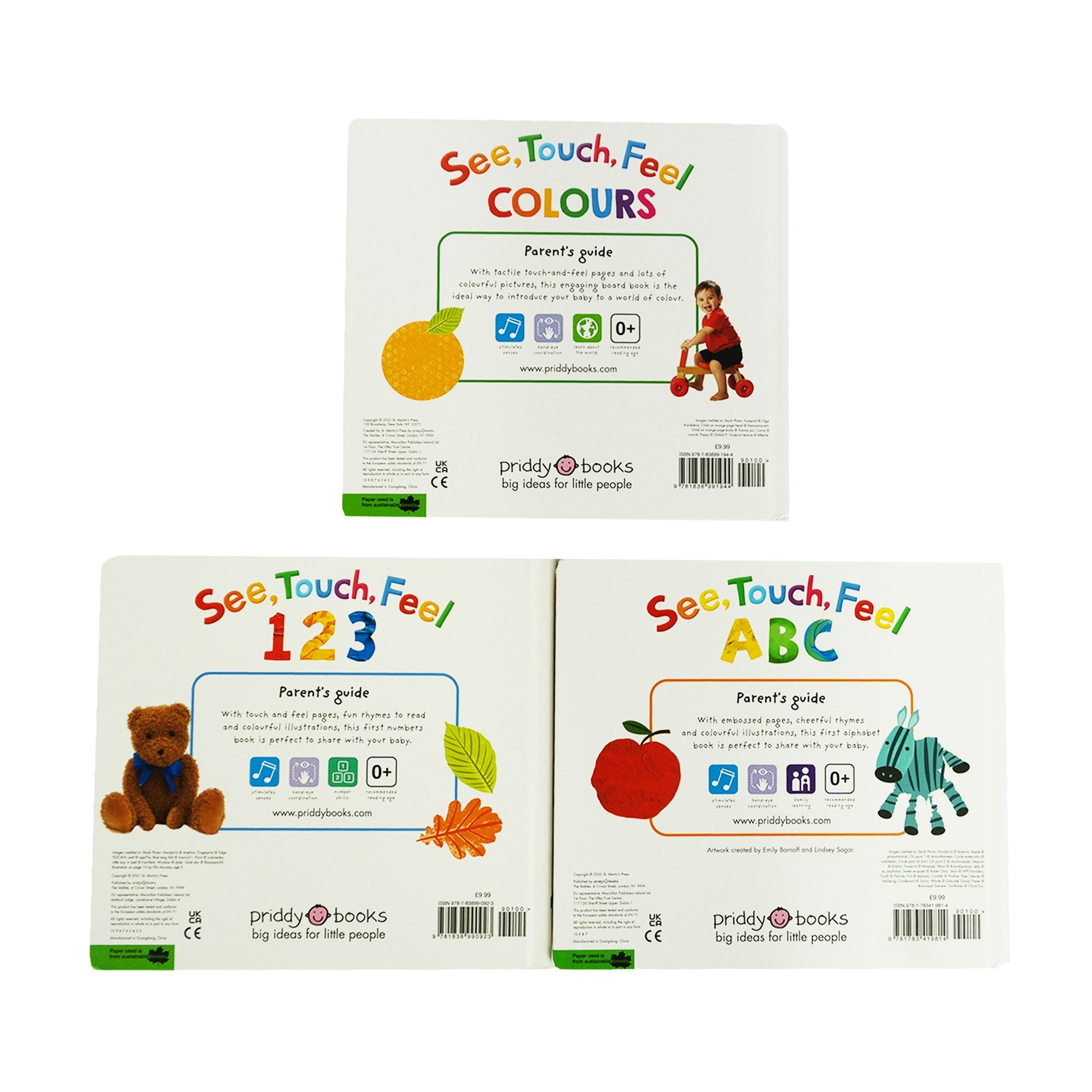 See Touch Feel Series 3 Books Collection Set (123, Colours & ABC) - Ages 0+ - Board Book 0-5 Priddy Books