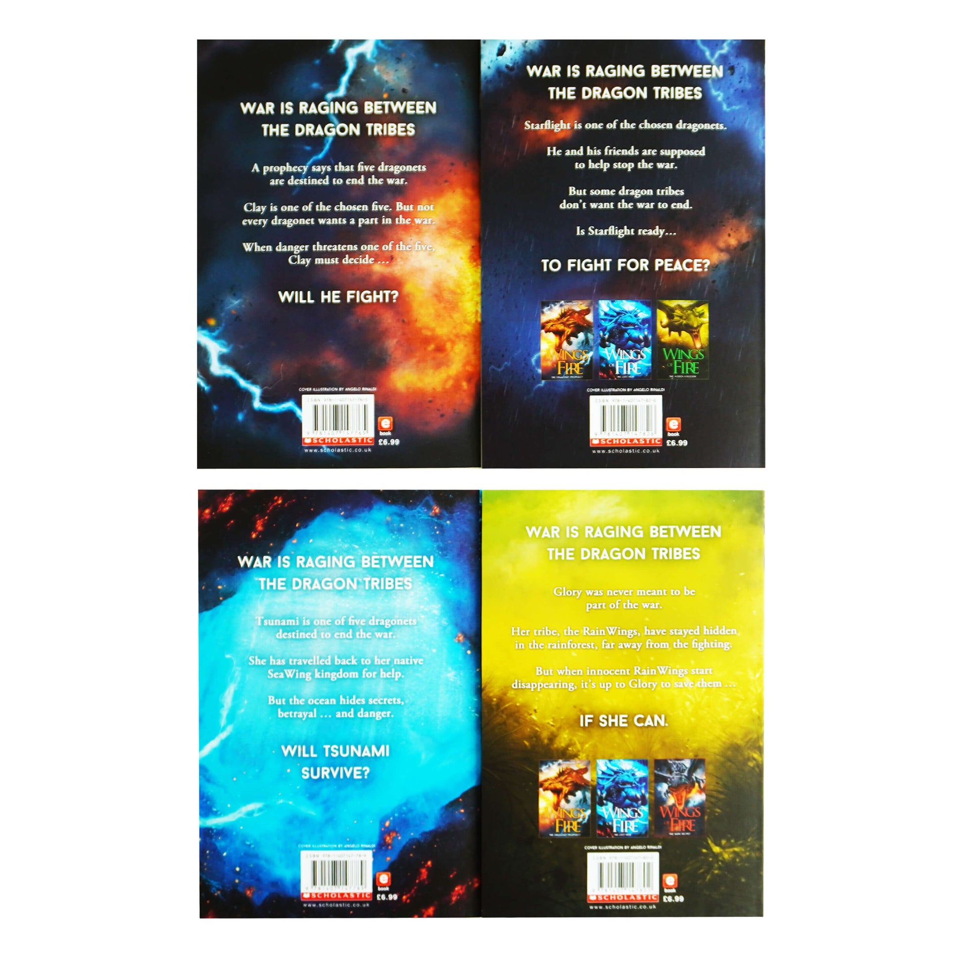 Wings of Fire Series by Tui T. Sutherland 4 Books Collection Set - Ages 8-12 - Paperback 9-14 Scholastic