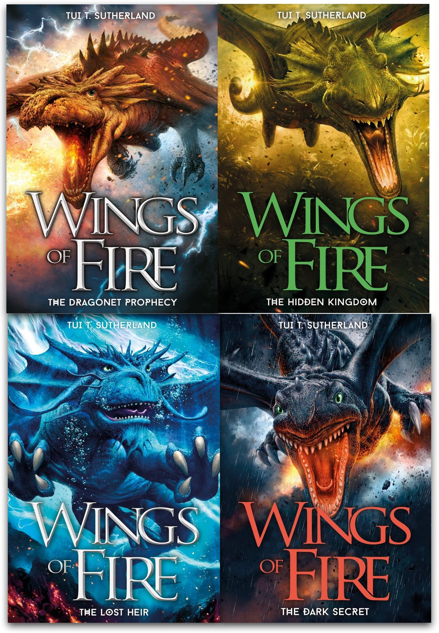 Wings of Fire Series by Tui T. Sutherland 4 Books Collection Set - Ages 8-12 - Paperback 9-14 Scholastic