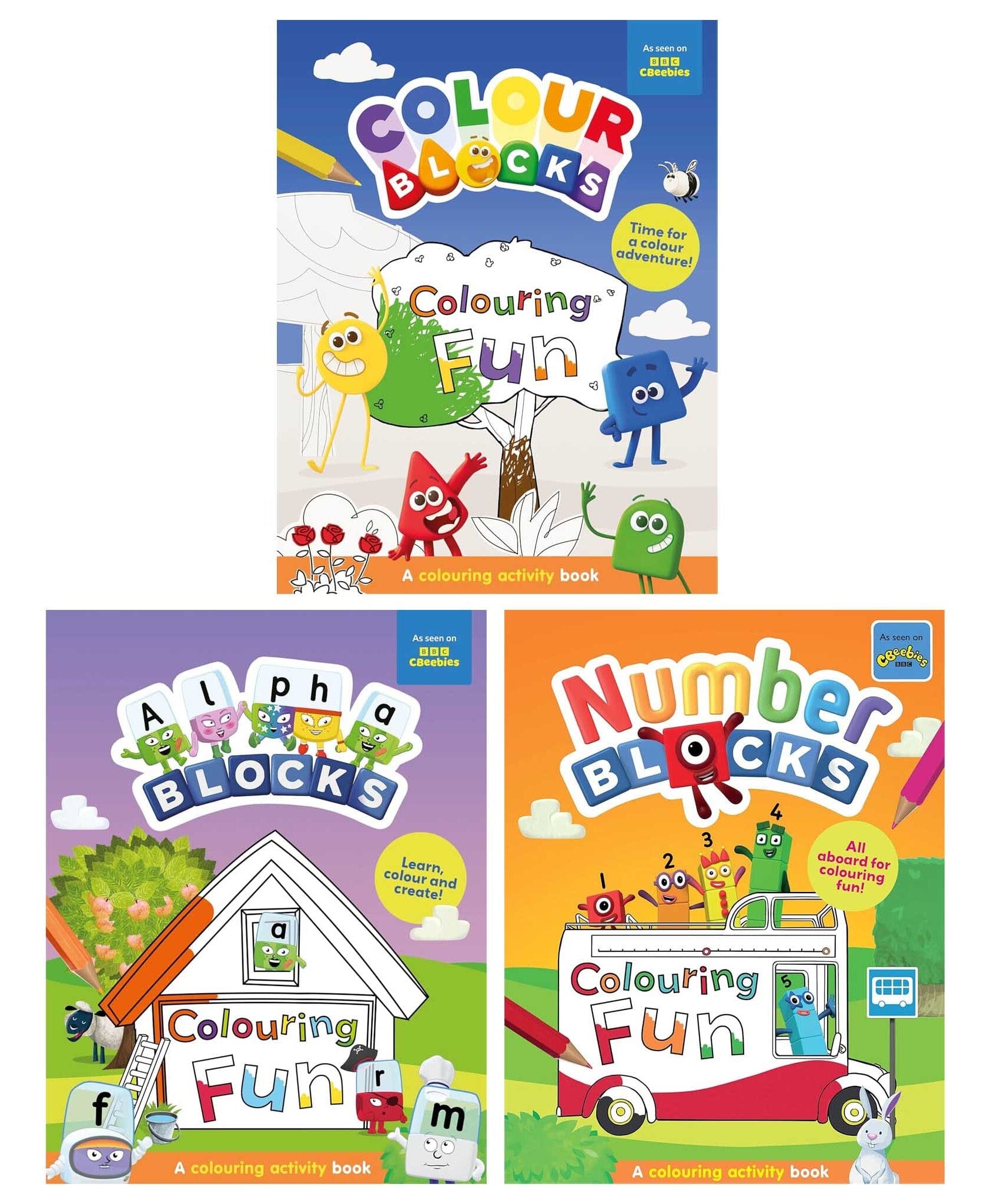 Colouring Fun: Number Blocks, Colour Blocks & Alpha Blocks 3 Books Collection Set - Ages 3-6 - Paperback 0-5 Sweet Cherry Publishing