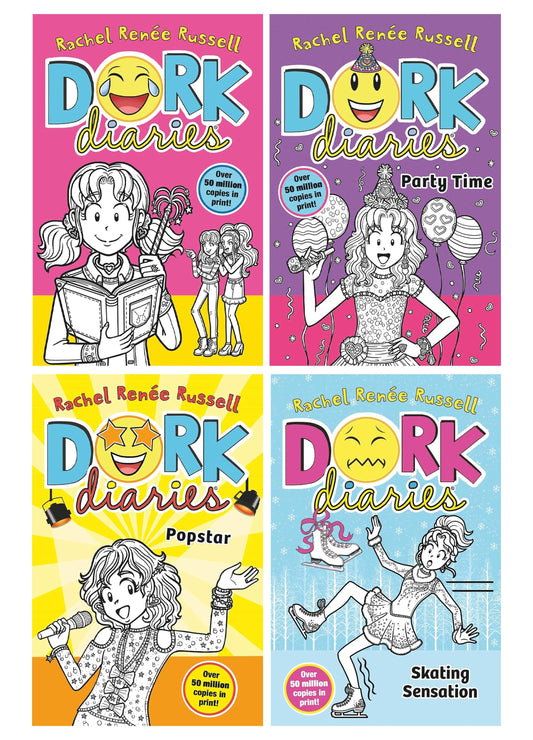 Dork Diaries Series (Book 1-4) By Rachel Renee Russell 4 Books Collection Set - Ages 9-14 - Paperback