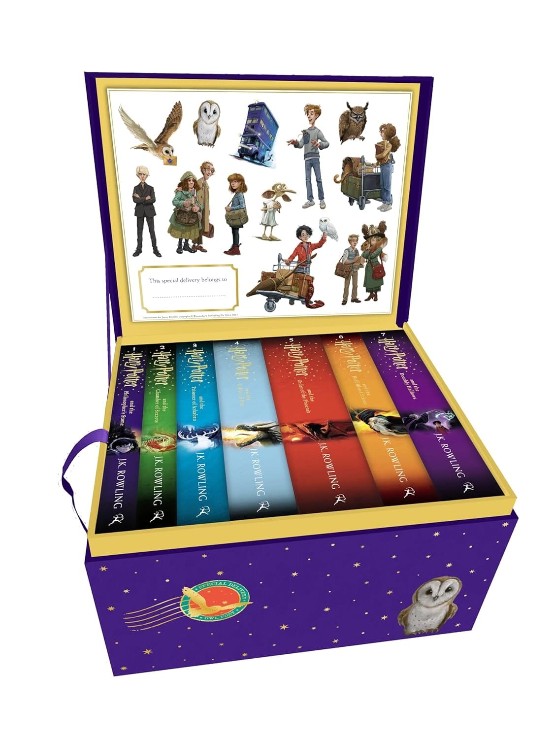 Harry Potter Magical Owl Post Box Set by J.K. Rowling: Complete 7 Books Children’s Collection With Fun Character Stickers! - Ages 9-11 - Hardback
