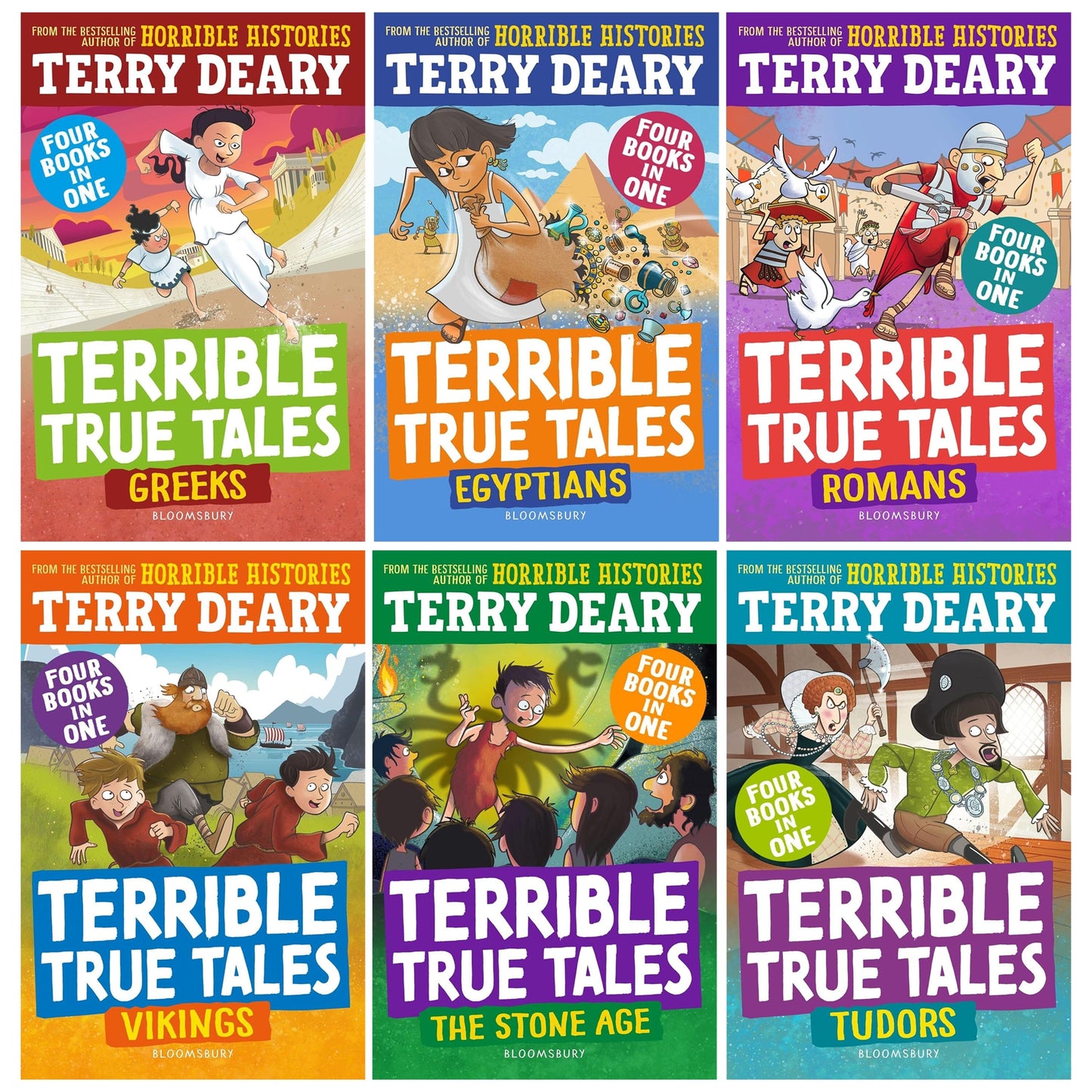Terrible True Tales By Terry Deary: 6 Books (4 Books in 1) Collection Set - Ages 7-9 - Paperback