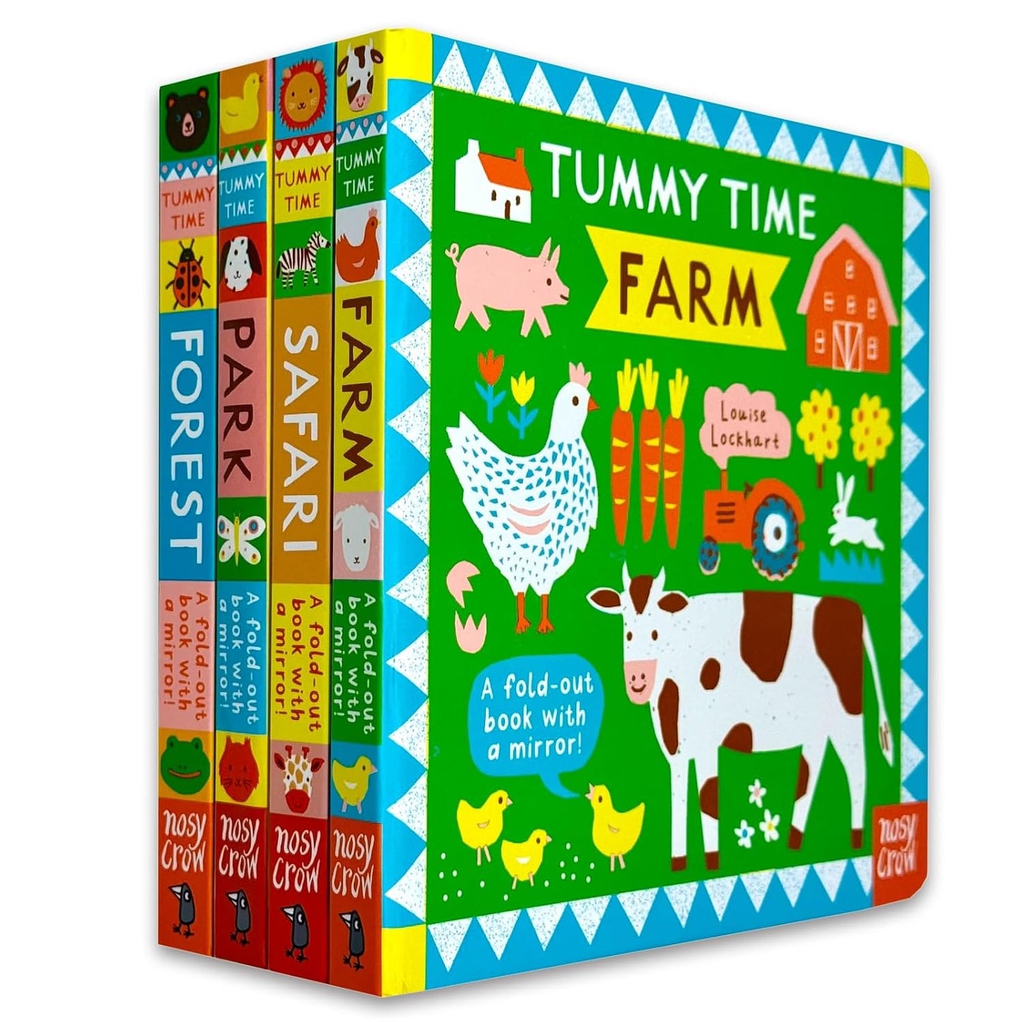 Tummy Time Series by Louise Lockhart 4 Books Collection Set - Ages 0-5 - Board Book (A Fold-out Book with a mirror!)