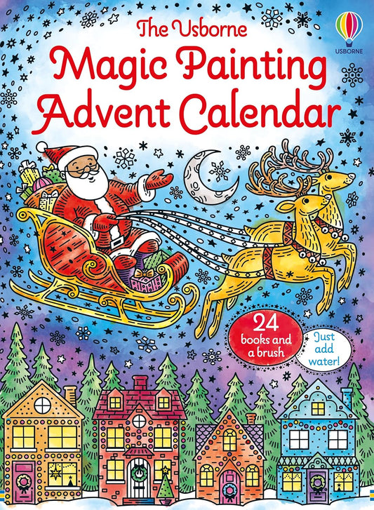 The Usborne: Magic Painting Advent Calendar by Abigail Wheatley 24 Books and a Brush - Ages 4+ - Paperback