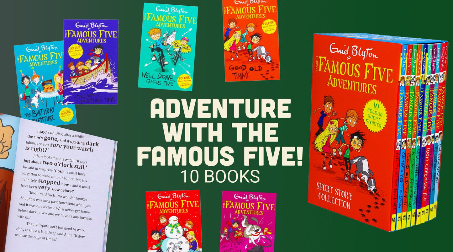 The Famous Five Adventures Short Story Collection 10 Books Box Set By Enid Blyton - Ages 9-11 - Paperback 9-14 Hodder