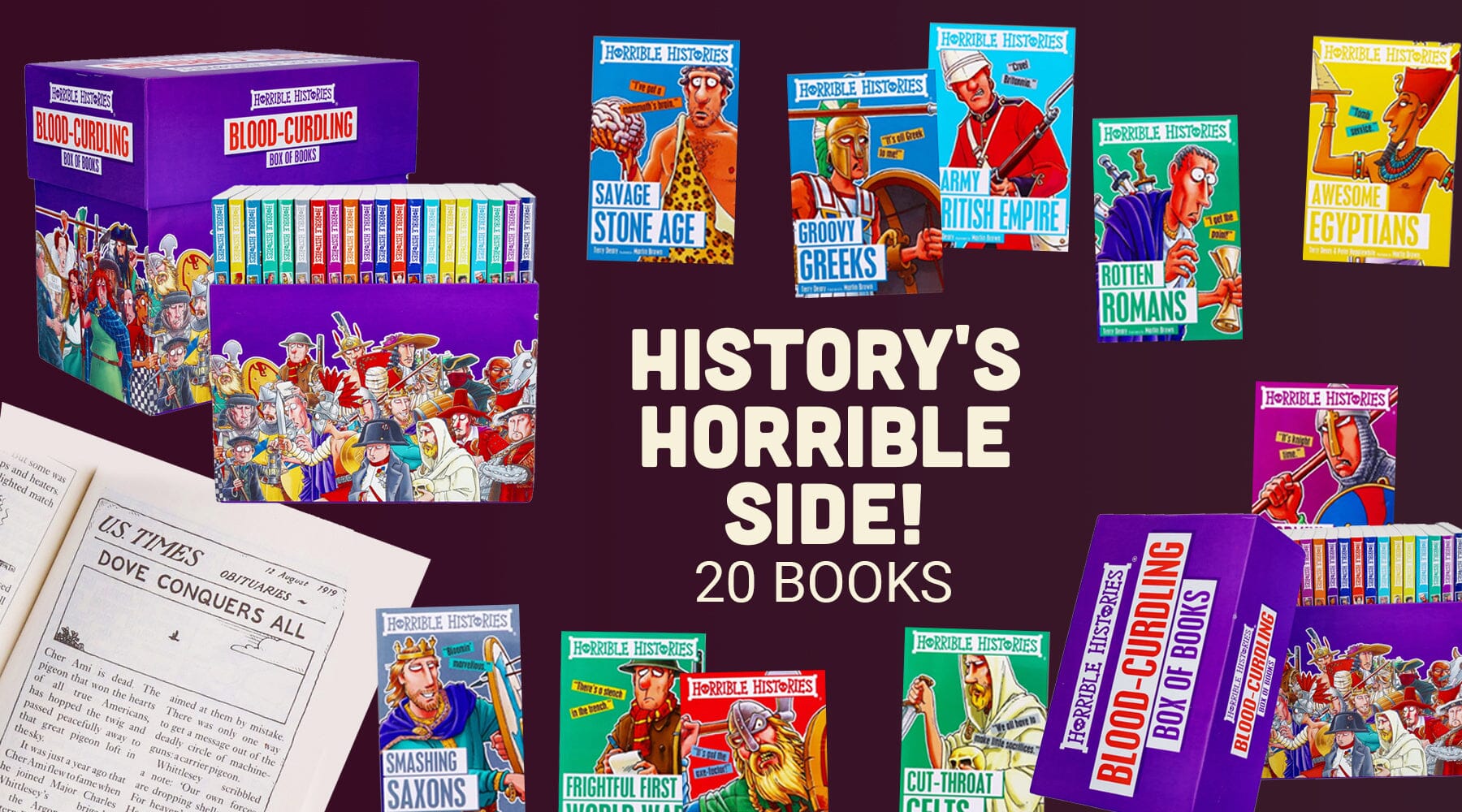 Horrible Histories Blood Curdling 20 Books Collection By Terry Deary - Ages 9-14 - Paperback 9-14 Scholastic