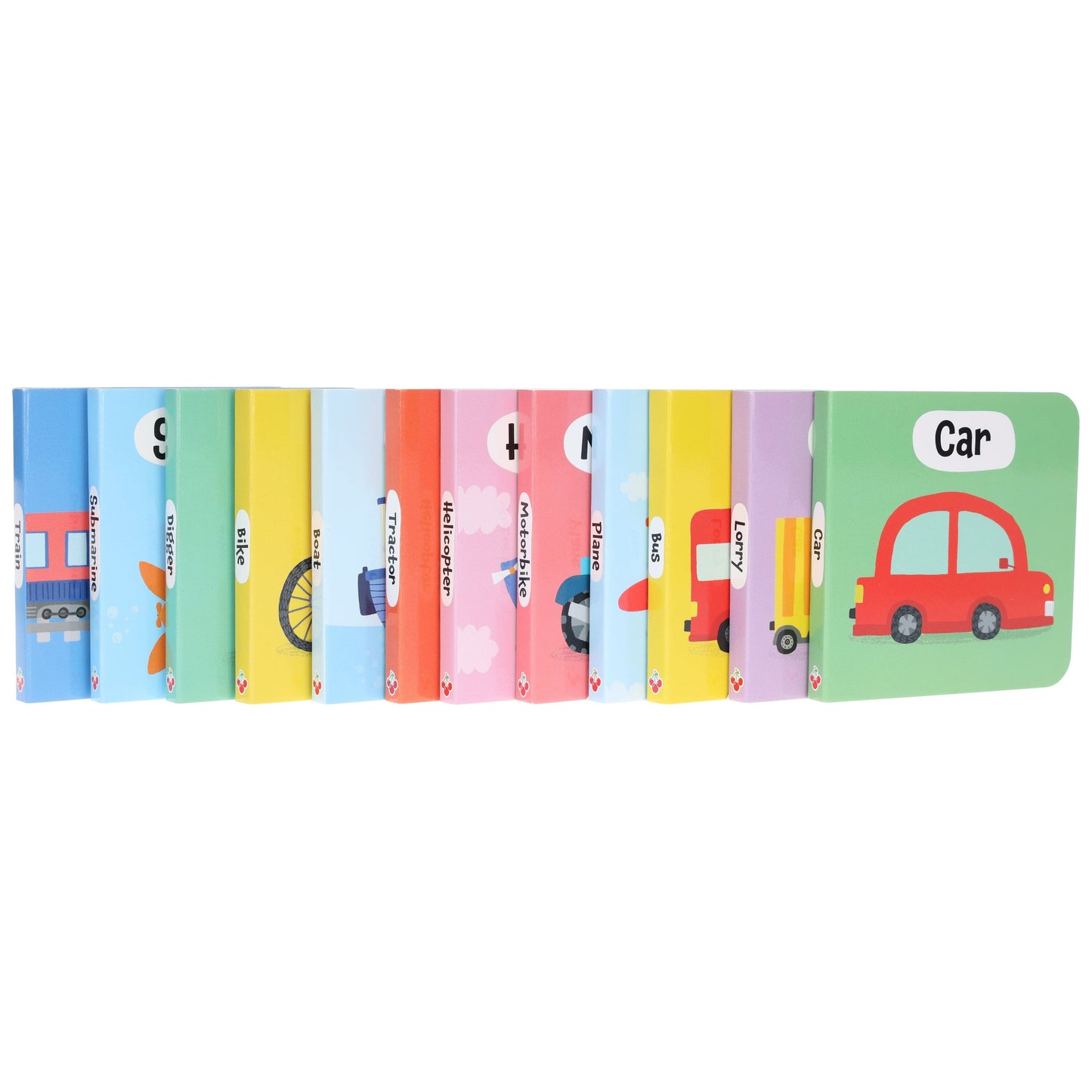 酷炫車輛案例：12本標題紙板書收藏手提箱 - 適合3歲以上兒童 - 紙板書