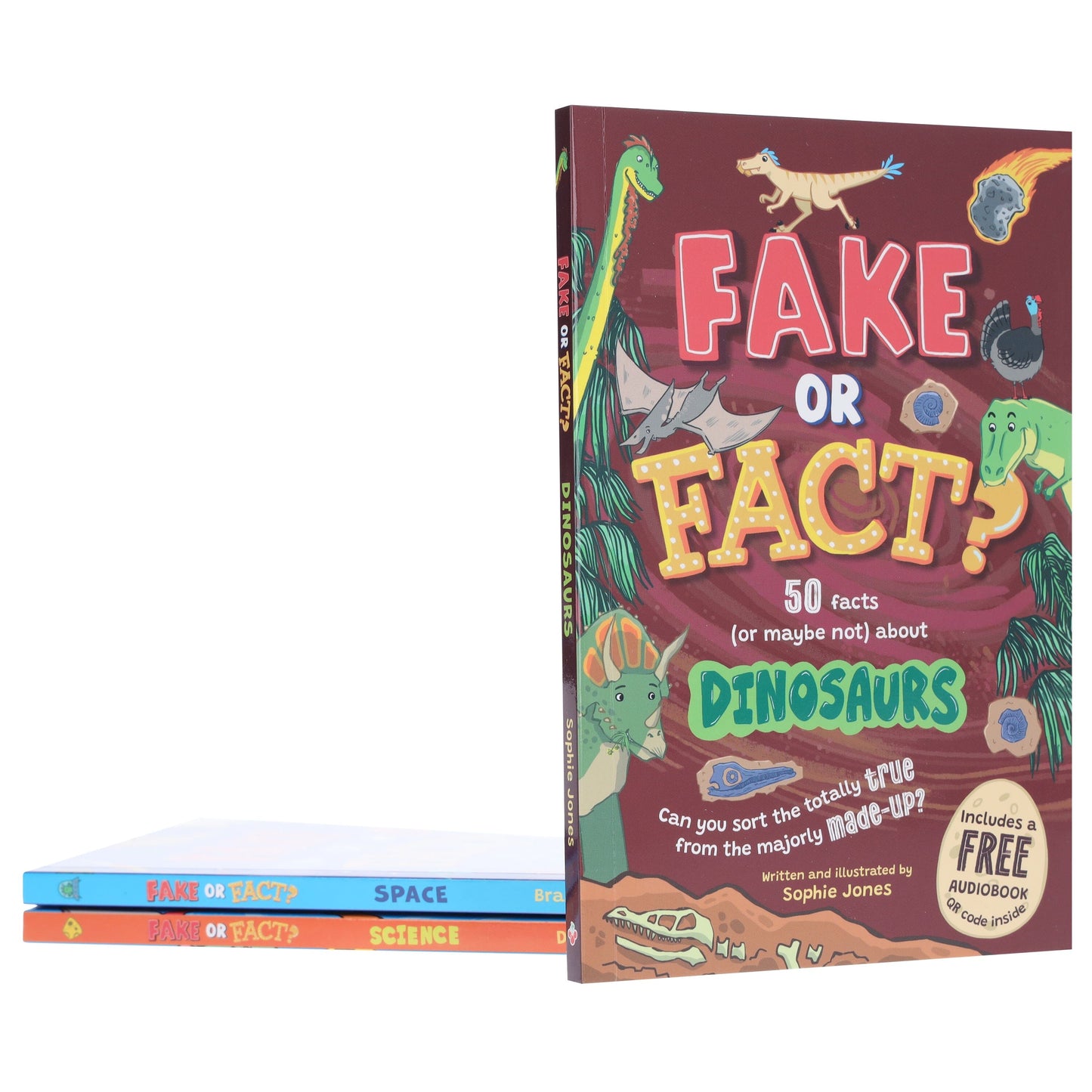 Fake or Fact? Series About (Dinosaurs, Space & Science) Illustrated 3 Books Collection Set (Includes a Free Audiobook!) - Ages 7-9 - Paperback