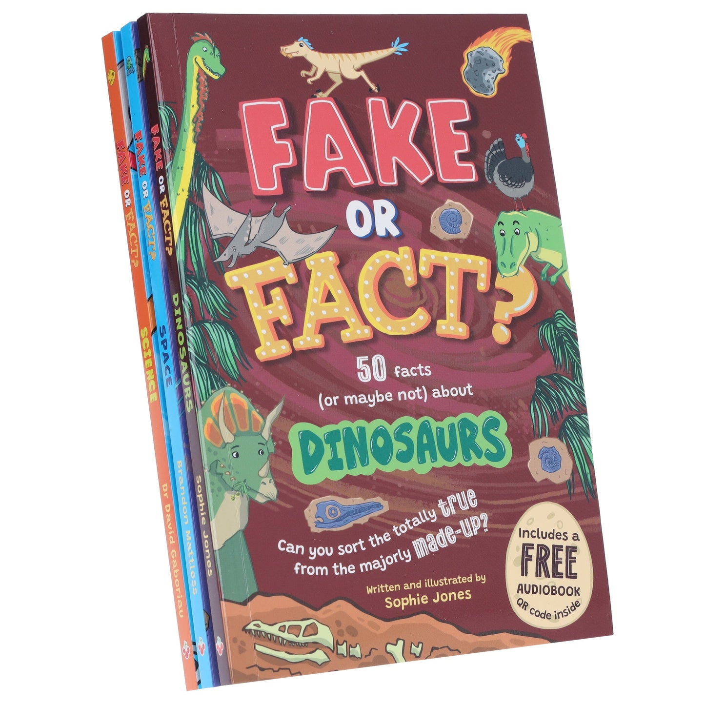 Fake or Fact? Series About (Dinosaurs, Space & Science) Illustrated 3 Books Collection Set (Includes a Free Audiobook!) - Ages 7-9 - Paperback