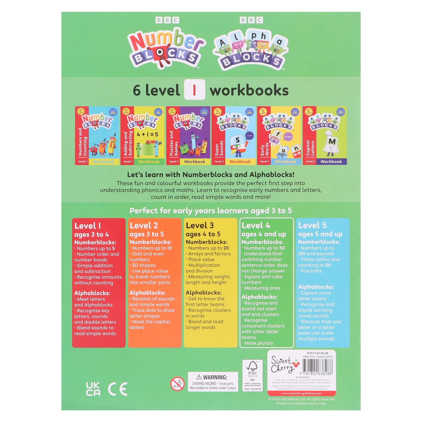Numberblocks and Alphablocks Red Level 1 Collection 6 Workbooks Set With Fun Stickers - Ages 3-5 - Paperback