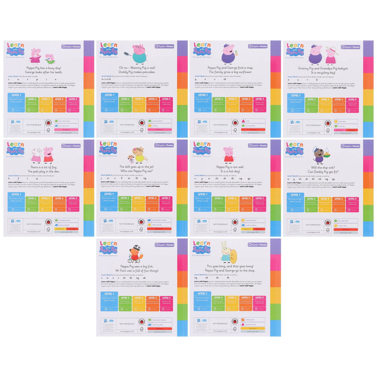 Learn with Peppa Pig Phonics Level 1 Collection 10 Books Set - Ages 3+ - Paperback