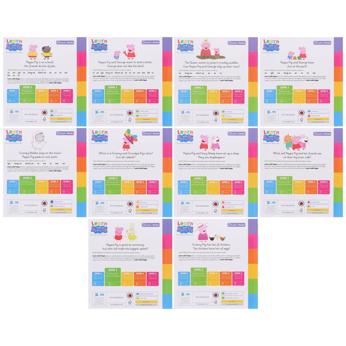 Learn with Peppa Pig Phonics Level 2 Collection 10 Books Set - Ages 3+ - Paperback