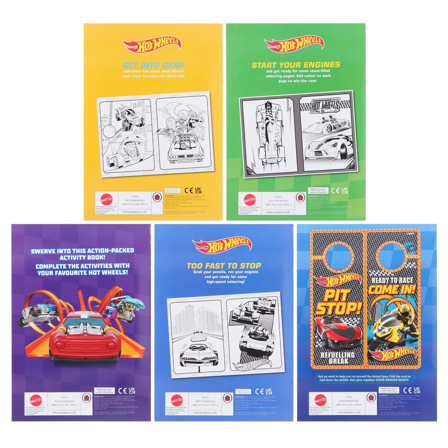 HotWheels 5 Sticker & Colouring Activity Books Set - Ages 3+ - Paperback