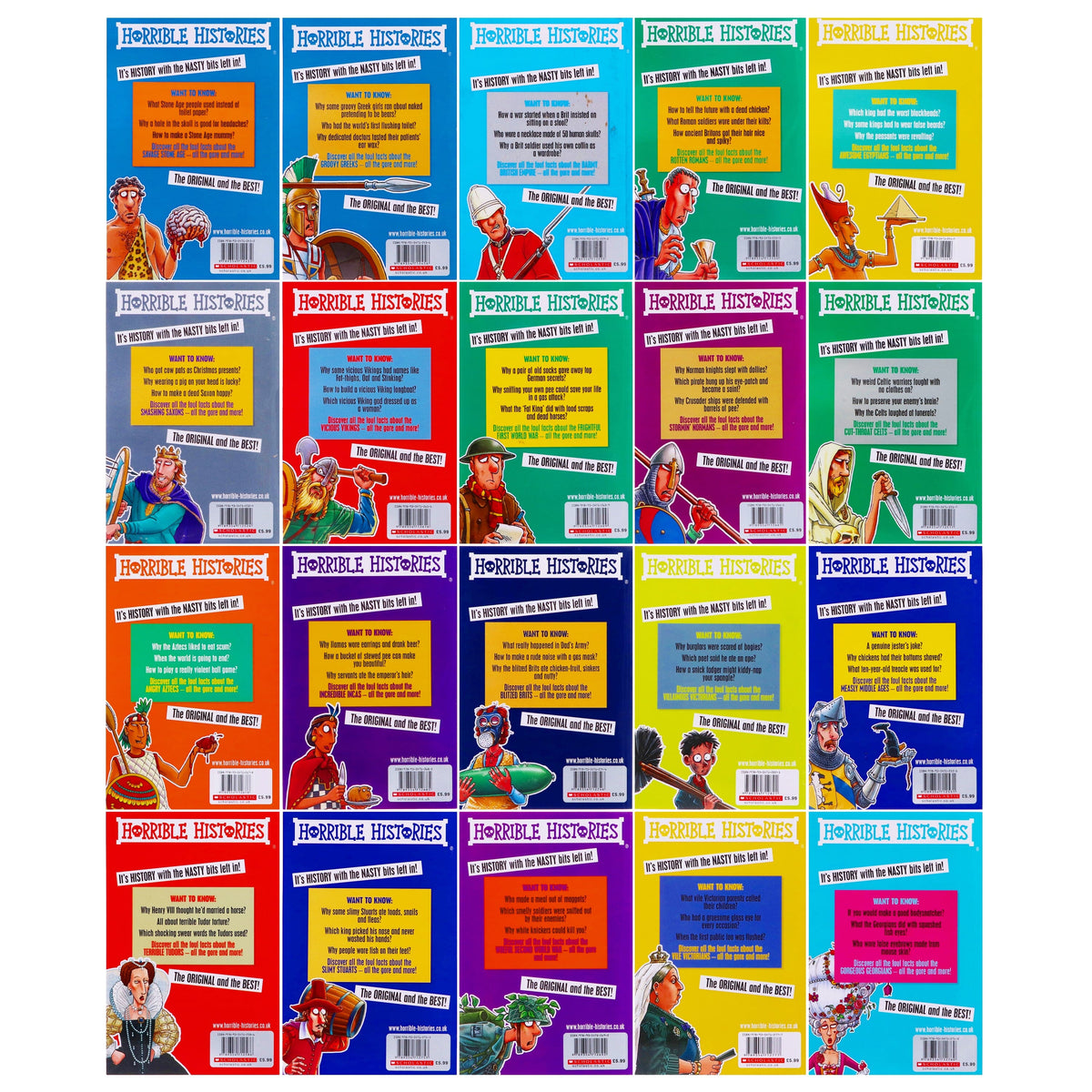 Horrible Histories Blood Curdling 20 Books Collection By Terry Deary - Ages 9-14 - Paperback