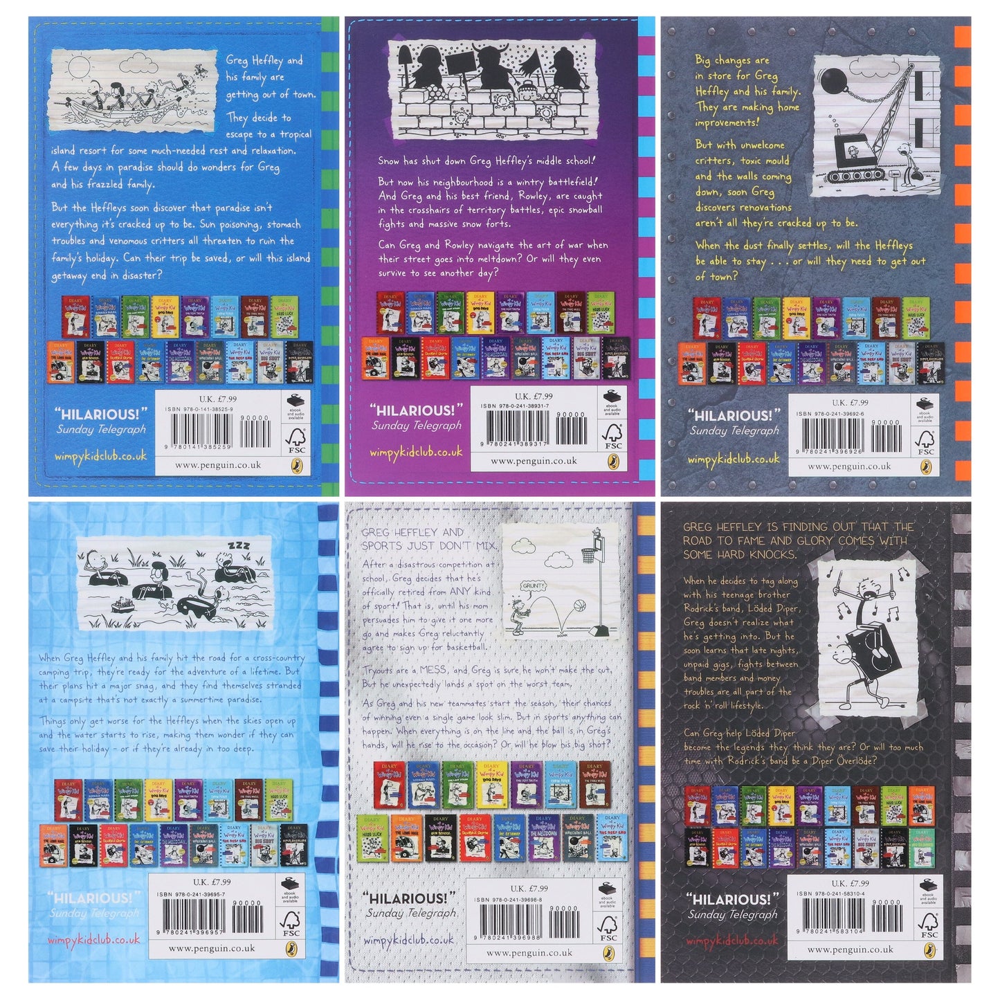Diary of a Wimpy Kid (Book 12-17) by Jeff Kinney: 6 Books Collection Set - Ages 7+ - Paperback