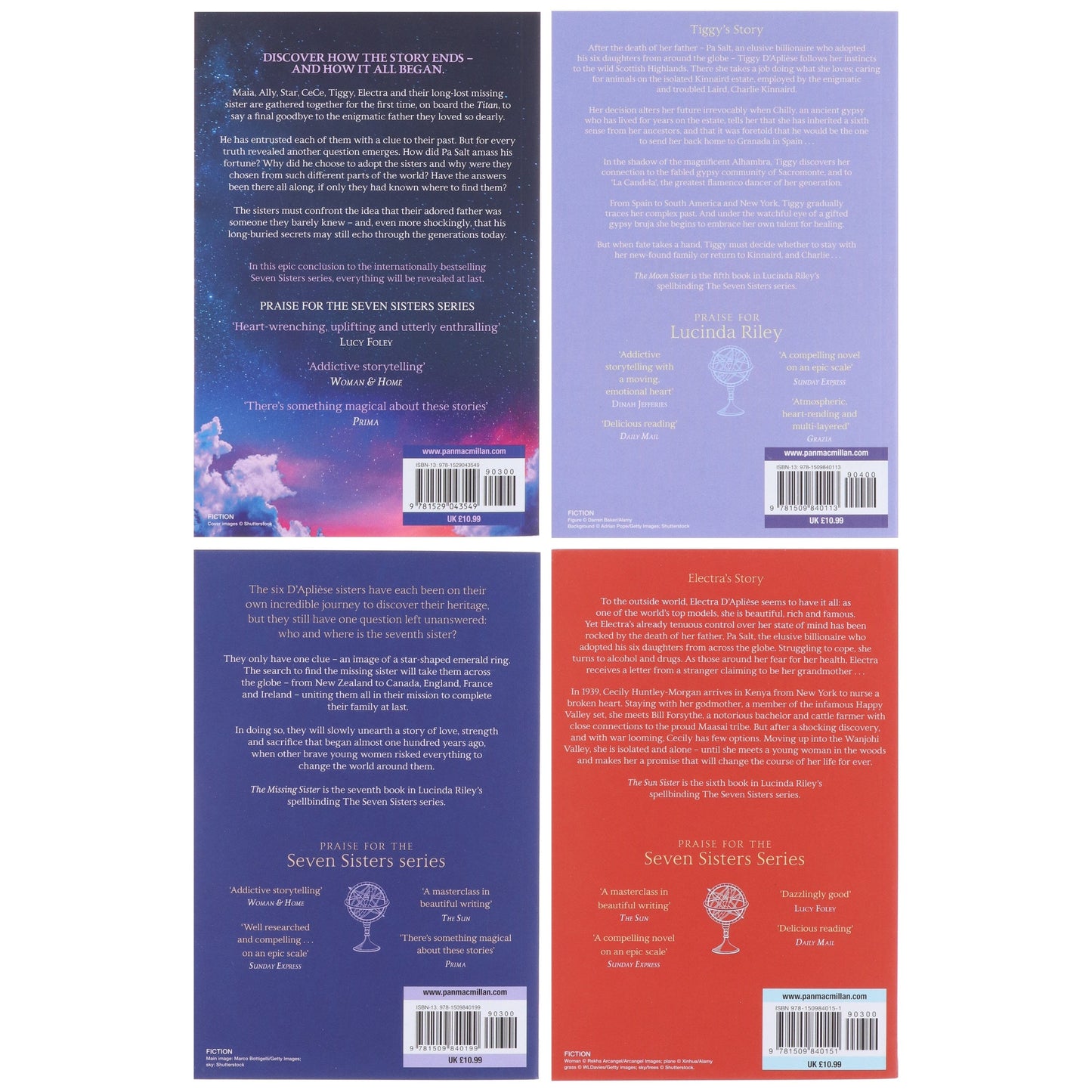 The Seven Sisters Series (Book 5-8) By Lucinda Riley & Harry Whittaker 4 Books Collection Set - Fiction - Paperback