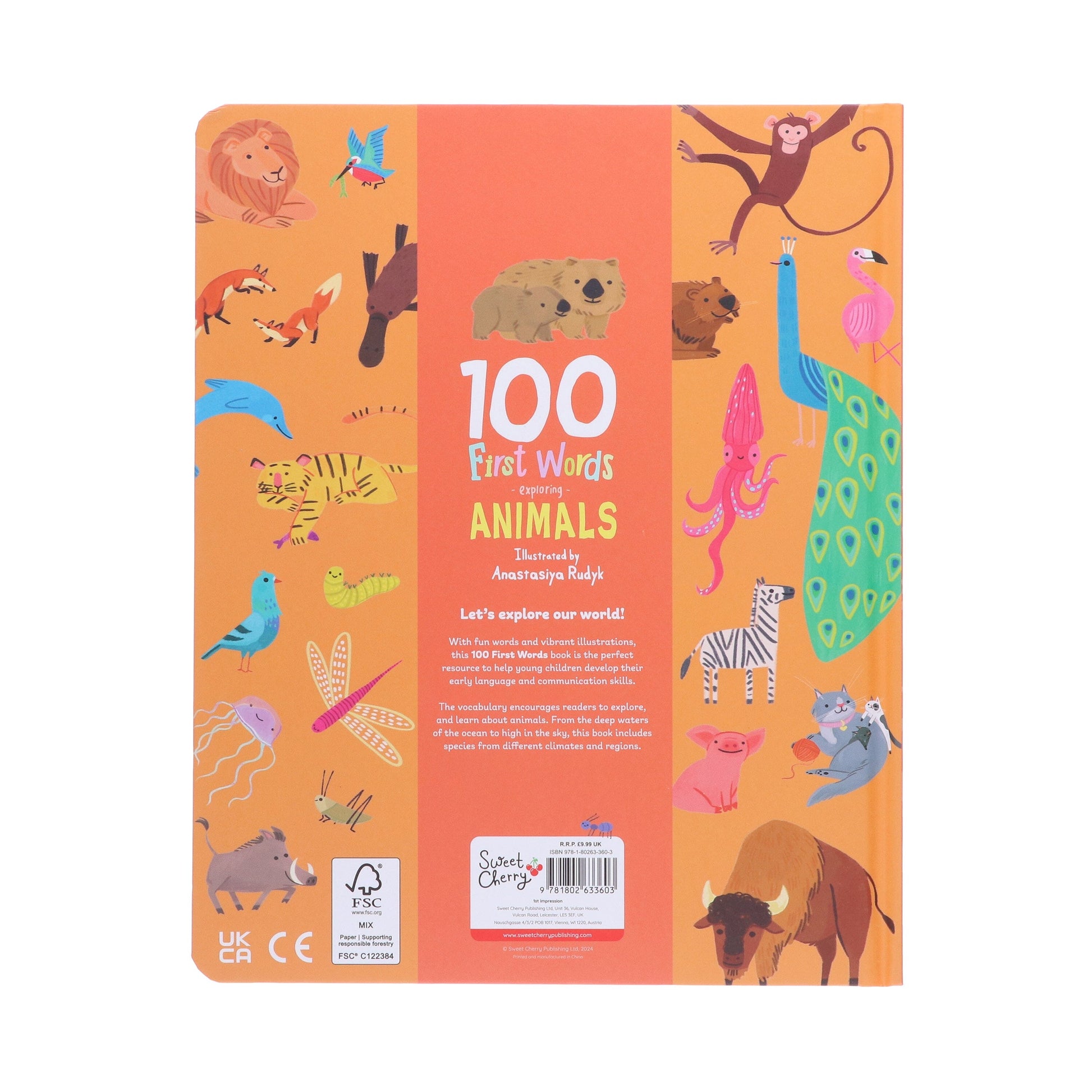 100 First Words Exploring Animals By Sweet Cherry Publishing - Ages 3-5 - Board Book 0-5 Sweet Cherry Publishing