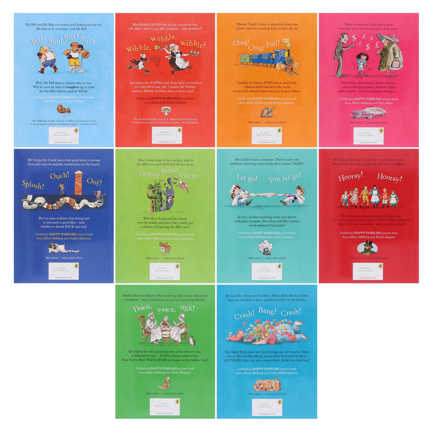 Happy Families Series by Allan Ahlberg & Others Illustrated 10 Books Collection Set - Ages 5-7 - Paperback