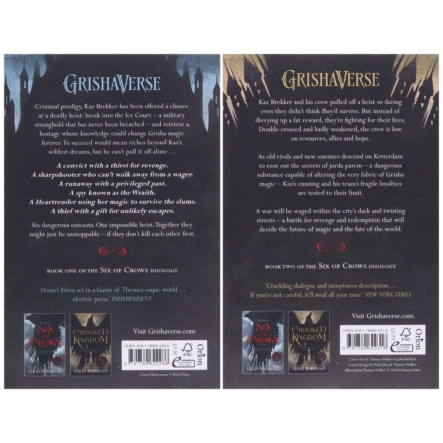 格里沙宇宙六隻烏鴉二部曲，作者：Leigh Bardugo，2 本書合集 - 年齡 12-15 歲 - 平裝